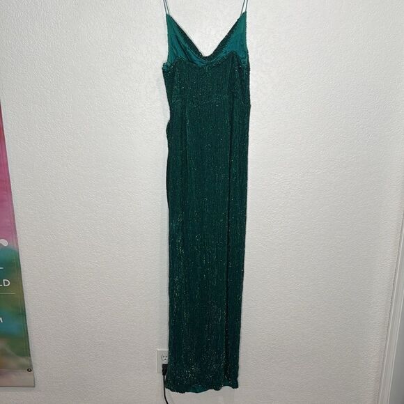 NWT Retrofete Katya Side Slit Evening Gown Large Revolve Green Sequins - Picture 7 of 15